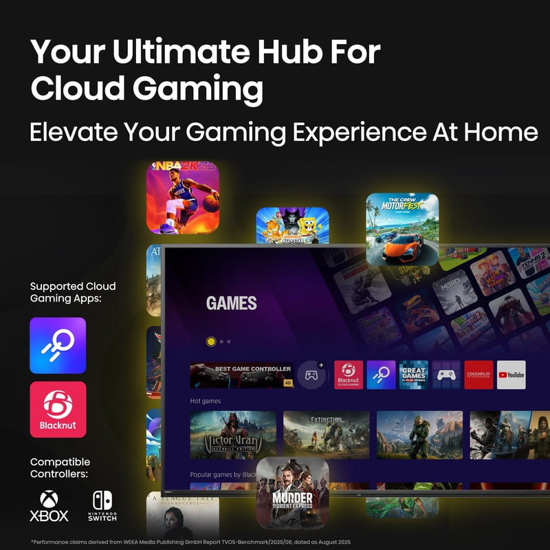 Hisense 65" U6 Pro Series Mini-LED 4K UHD Vidaa Smart TV (65U6SV Pro, 2026 Model) - Hi - QLED MiniLED, Native 144Hz, HDR10+, Dolby Vision IQ, Dolby Atmos, Built-in Subwoofer gallery view