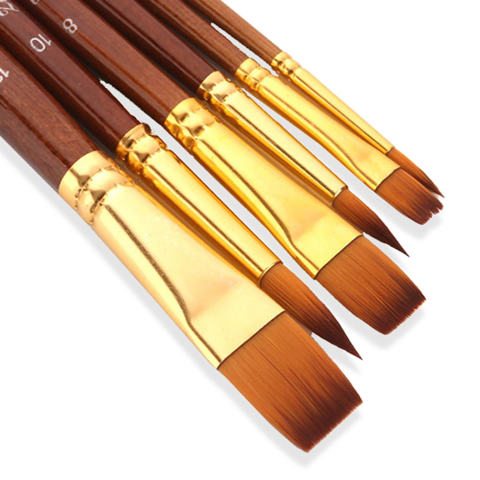 Paint Brushes Set Professional Nylon Hair Wood White Handle Painting Brush  For Watercolor Pigment Brush 10pcs