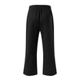 thumbnail image 4 of felwors Capris Pants Women Cotton Casual Summer Straight Wide Leg Loose Drawstring Elastic Waist Cropped Trouser Black for Size L, 4 of 5