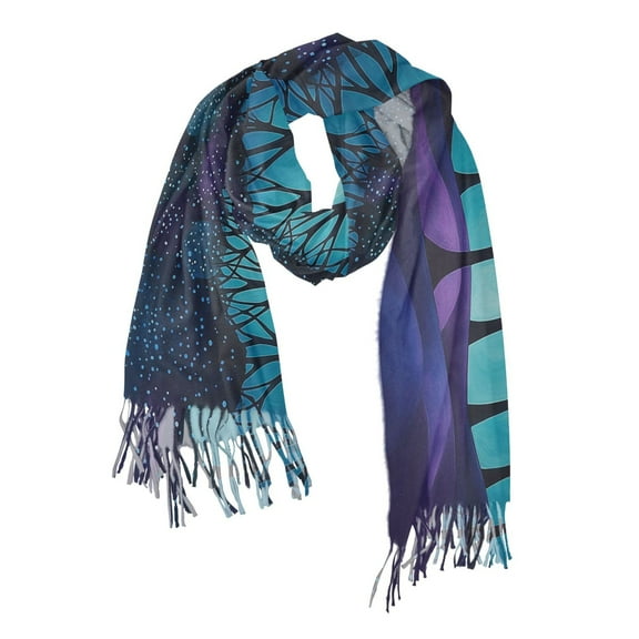 FORMRS Womens Scarf Winter Soft Long Big Warm Shawls Wrap Tassel Scarves, Purple Moonlight Forest
