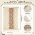 6 Set Boho Placemats Natural Cotton Burlap and Grass Woven Table Mats