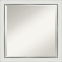 Eva White Silver Narrow Beveled Wood Bathroom Wall Mirror