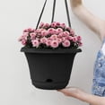 thumbnail image 2 of Bloem Lucca 13" Plastic Self-Watering Hanging Basket Garden Planter Pot with Macrame Hanger, Black, 2 of 5