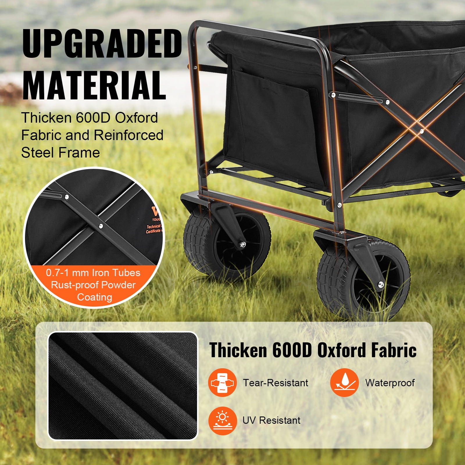 SKYSHALO 350 lbs Capacity Folding Wagon with Foldable