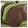 thumbnail image 4 of Bengal 7-Piece Bamboo Embroidered Comforter Set King Size - Sage Green Brown Ivory Bamboo Grass Microfiber Comforter Bedding, 4 of 9