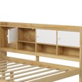 thumbnail image 5 of Twin Size Daybed with Storage 7 Cabinets and 2 Drawers, Wooden L-Shape Daybed Frame with Study Desk and Built-in Bookshelf, Multi-functional Bed for Bedroom, Guest Room, Natural, 5 of 9