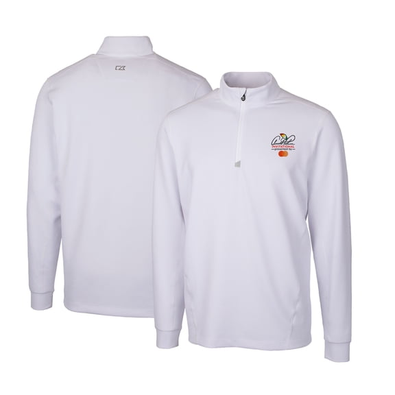 Men's Cutter & Buck White Arnold Palmer Invitational Traverse Stretch Quarter-Zip Pullover Top