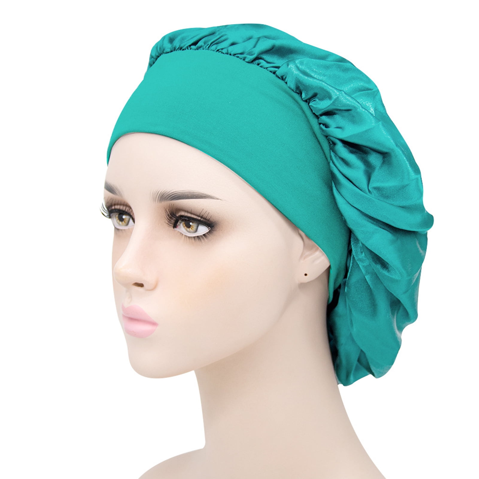 Personalized 10Pcs Hair Care Hat For Curly Hair Custom Logo Satin Bonnet  For Women 6Cm Width Wide Elastic Band Sleep Hair Caps