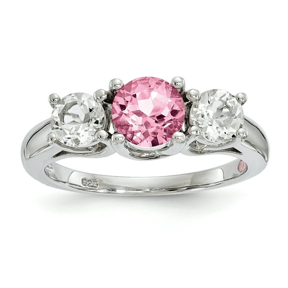 Survivor Collection  Sterling Silver Rhodium-plated Clear Pink Topaz Pamela Ring