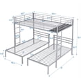 thumbnail image 4 of Full Over Twin Over Twin Triple Bunk Bed for Kids,Metal Triple Bed with Full-Length Guardrail and Ladder,Noise Reduced Structure,Silver, 4 of 12