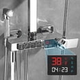 thumbnail image 3 of Digital Chrome Shower Set Faucet Bathroom Hot Cold Mixer Rain System Wall Mount Full Kit Bath Tap Bathtub Silver Luxury Bidet My Lux Decor Round, 3 of 15