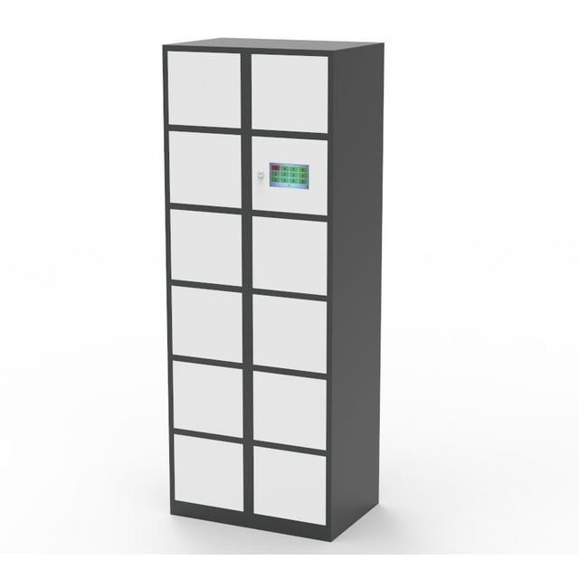FixtureDisplays® 12 Slot TouchScreen Digtal Access Locker 26.8" x 70.8" x 18", Computer Control Smart Access Public Private Modes EXTRA DUTY TBD 18349-TOUCHSCREEN