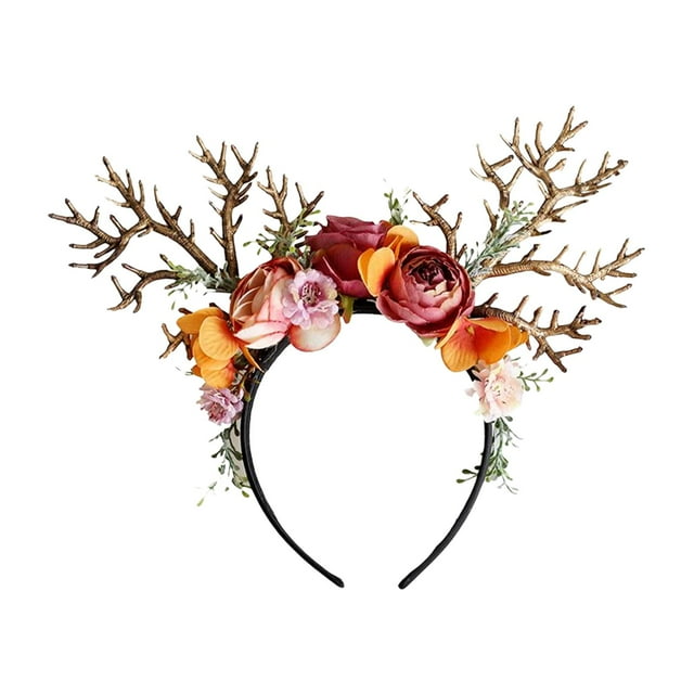 Diadema de astas navideñas, banda para el pelo de astas Elk Hairhoop Sombreros Cosplay Accesorios de disfraces para decoración de bodas jinwen Diademas de Pascua
