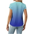 thumbnail image 5 of WREESH Women's Henley Shirt Fashion Casual Gradient Tops with Gradient Print Blouses Button Shirts for Short Sleeve V-Neck T-Shirts Blue, 5 of 6