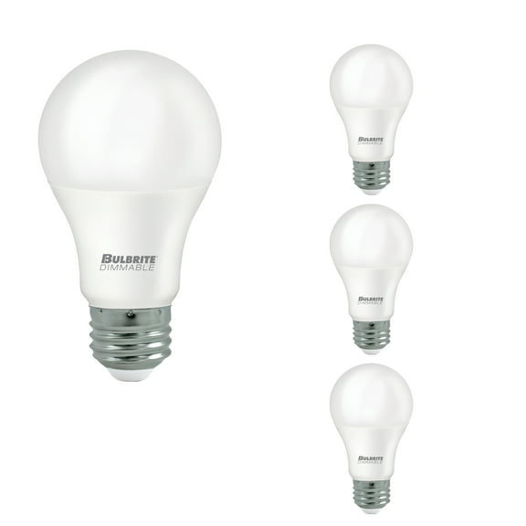 Bulbrite LED Filament Pack of (4) 9 Watt Dimmable A19 Light Bulb with Frost Glass Finish and Medium (E26) Base - 2700K (Warm White Light), 800 Lumens