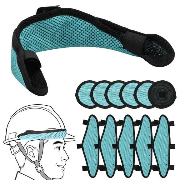 6 Pack Hard Hat Sweatband and Top Pad Set Washable Blue Mesh Hard Hat Accessories for Construction Worker and Electrician Universal Safety Helmet Liner Replacement