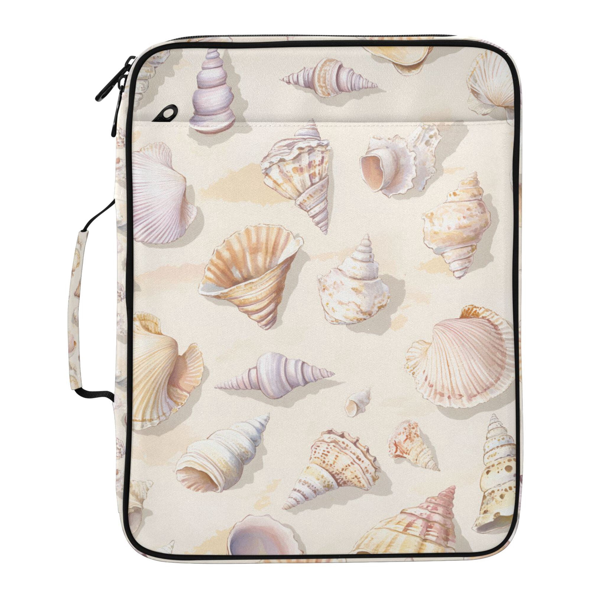 FORMRS Accordion File Folder A4 Size 7-Pocket Expanding Document Organizer Bag with 3 Ring Binder, Colorful Watercolor Seashells
