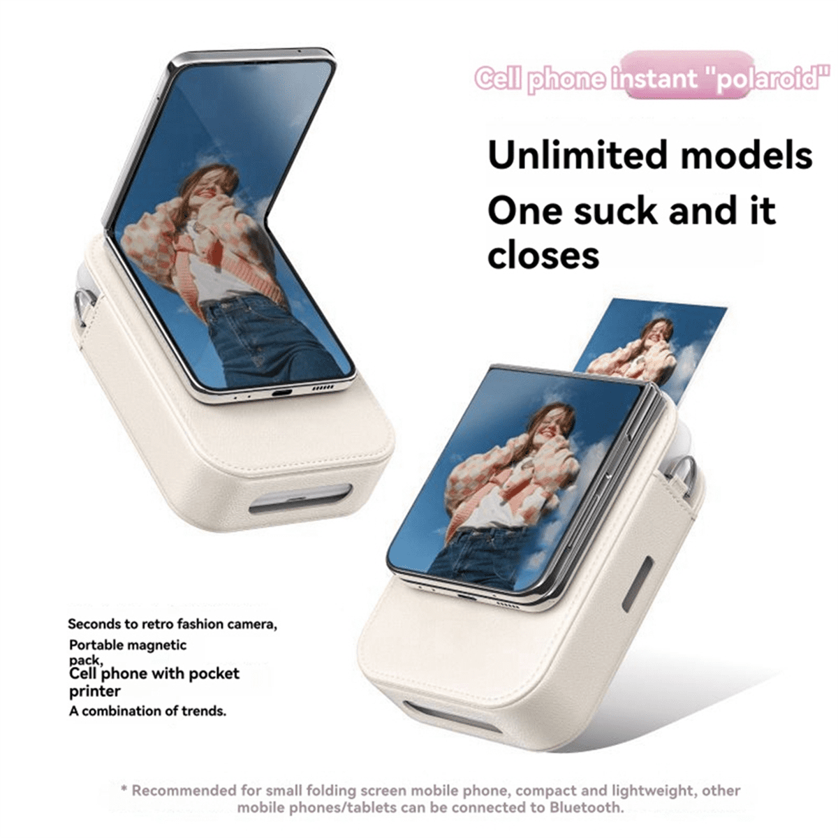 Pocket Photo Printer 300dpi Wireless Bluetooth Mini Printer Portable Home Ink-Free Photo Printer for Mobile App