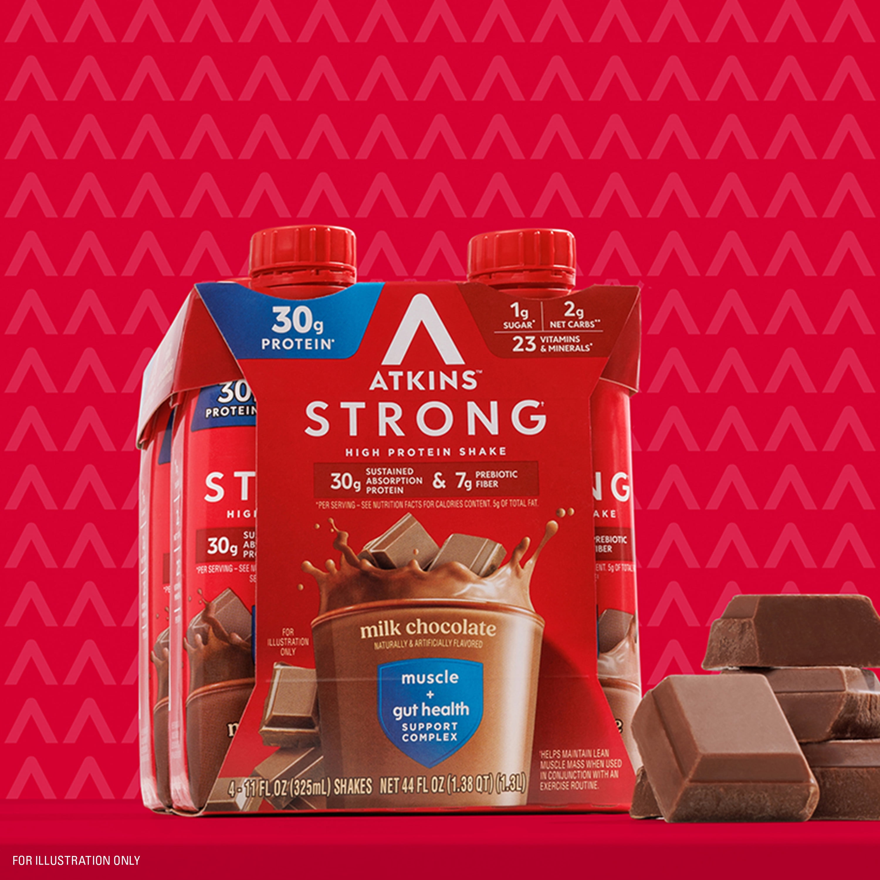 Atkins Strong, High Protein Shake, Milk Chocolate, 30g of Protein, 4 Count