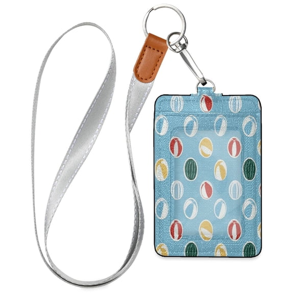 PU Leather Badge Holder Lightweight ID Card Holder with Window Pocket Multi-colored Small Ball