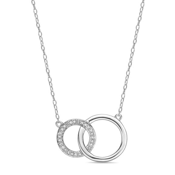 0.125 Carat Diamond Interlocking Circles Pendant Necklace for Women in 925 Sterling Silver on 18 Inch Chain with Spring Ring by Lavari Jewelers