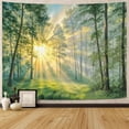 thumbnail image 3 of Sunburst Forest Wall Tapestry, Nature Landscape Tapestries for Room Decor, Sun Ray Tapestry 60"x40'', 3 of 7