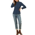 thumbnail image 2 of Allegra K Women's Lace Mock Neck Long Sleeve Cotton Button-Down Shirt, 2 of 6