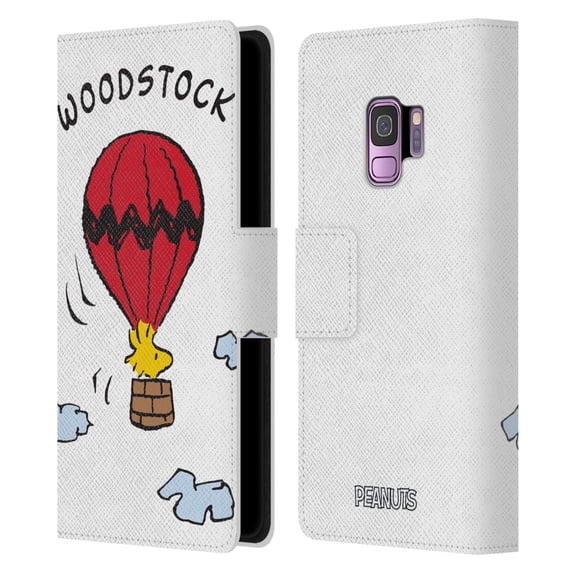 Head Case Designs Officially Licensed Peanuts Characters Woodstock Leather Book Wallet Case Cover Compatible with Samsung Galaxy S9
