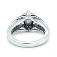 thumbnail image 3 of Simulated Cubic Zirconia Size-6 Split Shank Halo Oval Wedding Engagement Ring Black Round CZ 925 Sterling Silver, 3 of 6