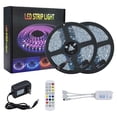 thumbnail image 3 of LED Strip Lights RGB Strips 32.8ft Tape Light 300 LEDs SMD5050 Waterproof Music Sync Color Changing + Bluetooth Controller + 24Key Remote Control Decoration for Home TV Party - APP Controlled, 3 of 15