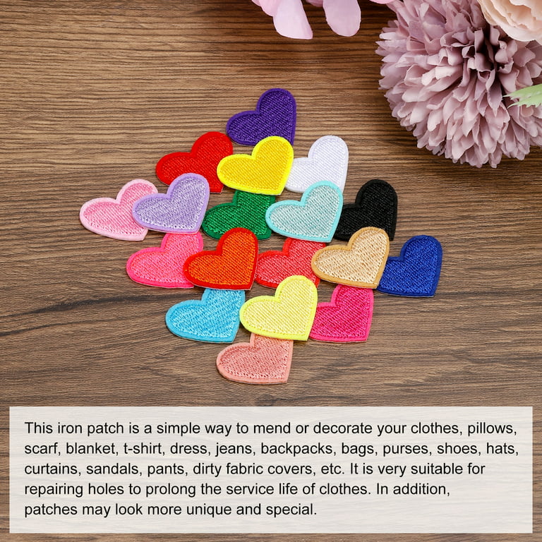 Red Heart Patches ( 5-Pack) Heart Embroidered Iron on Heart Patch Applique  