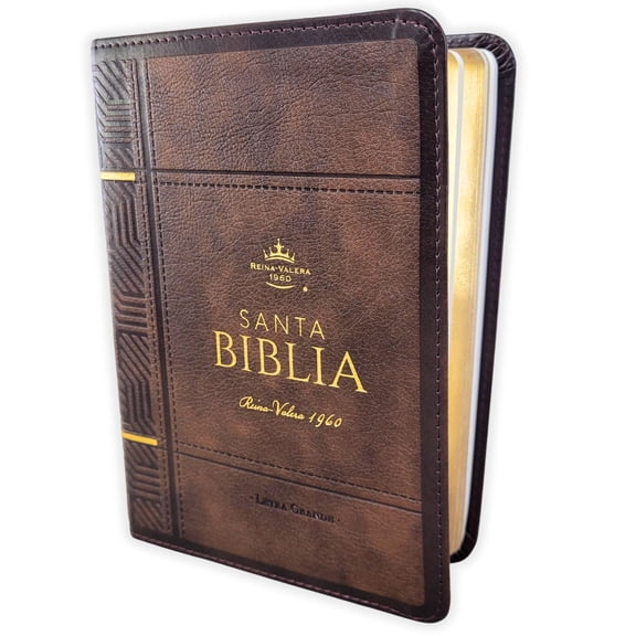 Biblia Portátil Letra Grande 12 puntos RV1960, imit piel café oscuro clásica
