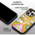 thumbnail image 4 of Magnetic Case for iPhone 15 Pro, 10ft Military-Grade Protection, Compatible with Magsafe, Shockproof Phone Case for iPhone 15 Pro - 70's Psychedelic Groovy Art - Clear Black, 4 of 7