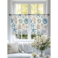 thumbnail image 3 of Blue Beige Coastal Sheer Curtains 54 Inch Length 2 Panels Set, Summer Beach Starfish Shell Nautical Voile Window Treatment Rod Pocket Short Kitchen Curtains Drapes for Bedroom 52"x54"x2, 3 of 7