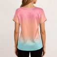 thumbnail image 7 of Satin Blouse for Women Gradient Business Casual Outfit Short Sleeve Tops Crewneck Tshirt Silk Shirt Summer Clothes, XL, 7 of 7