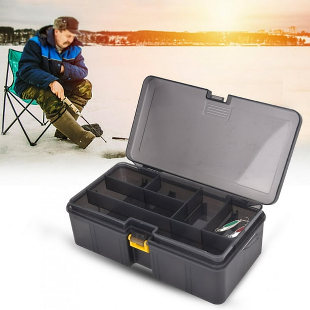 Caja de pesca de plástico, caja de pesca de plástico de doble capa para señuelos de pesca, caja para señuelos de pesca diseñada para precisión