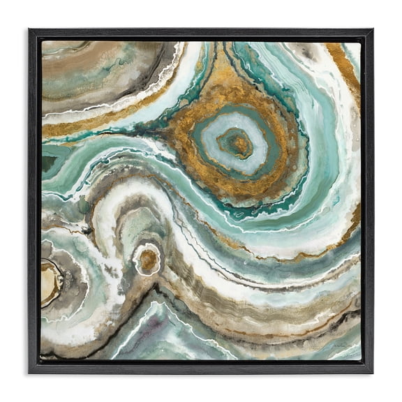 Stupell Industries Modern Swirled Agate Pattern Black Floating Frame Canvas Art, 18 x 18, by Liz Jardine
