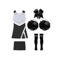 thumbnail image 3 of iiniim Tenues de Cheerleader pour Filles, Uniformes de Cheerleading pour Filles de Lycée, Robe de Danse à Sequins avec Pompons, Noir&Blanc 8, 3 of 5