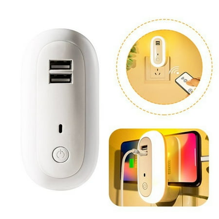 

FZFLZDH USB Smart Night Light 2 USB Charging Ports Night Lamp with Dusk to Dawn Motion Sensor Multi USB Charger Adjustable Brightness for Bedroom Bathroom Kitchen Hallway Stairs (1 Pack)