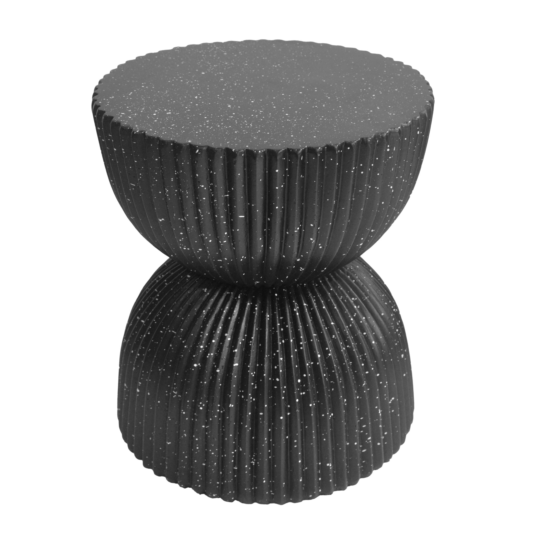 Christopher Knight Home 15.36" Modern Ribbed Hourglass MGO Side Table, Outdoor Indoor Use, Black