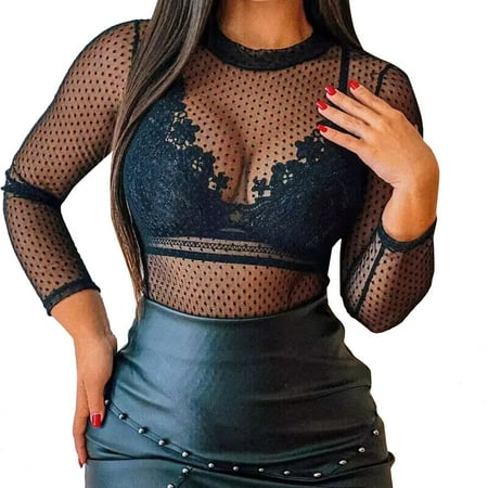 

Plus Size Lingerie For Women Mesh Line Splicing Charm Black Bodysuit Women
