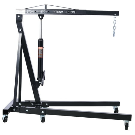 

2 Ton Folding Engine Hoist Cherry Picker Shop Crane Hoist Lift Heavy Duty Steel with 6 Iron Caster Wheels (Black)
