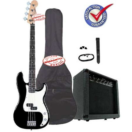 Electric Bass Guitar Pack with 20 Watts Amplifier, Gig Bag, Strap, and Cable, (Best App For Learning Bass Guitar)