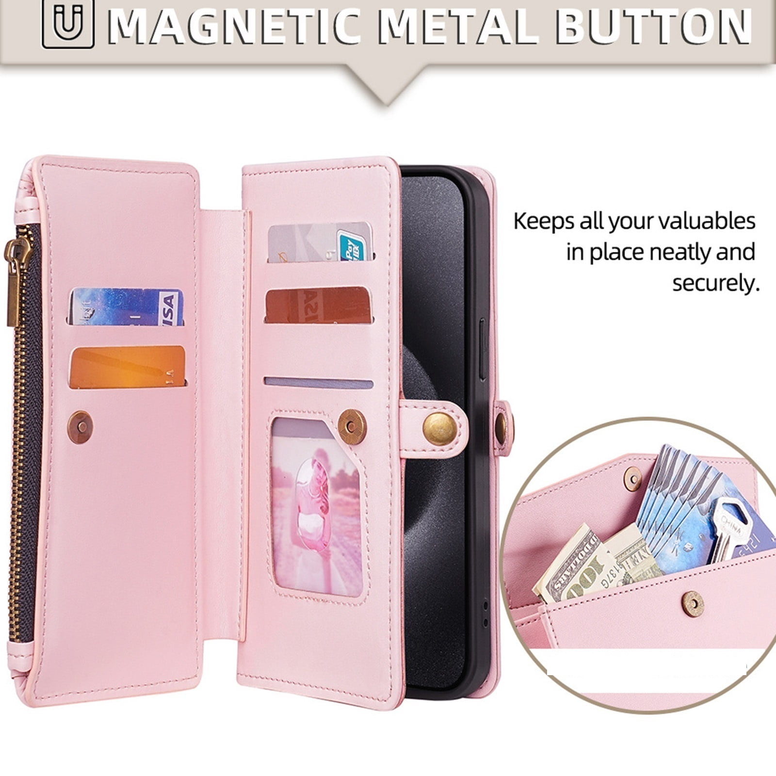 Case For IPhone 16/16 Pro/16 Plus/16 Pro Max, Leather Flip Card Holding Cover Portable Crossbody Strap Cell Phone Case