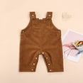 thumbnail image 4 of Infant Baby Boy Girl Corduroy Bib Pants Solid Color Square Neck Jumpsuit with Snap Fasteners, 4 of 7