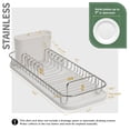 thumbnail image 2 of SunnyPoint 304 Stainless Steel Dish Drying Rack with Utensil Holder, Compact Countertop Dish Rack with Removable Drain Tray – White/Silver, 2 of 6