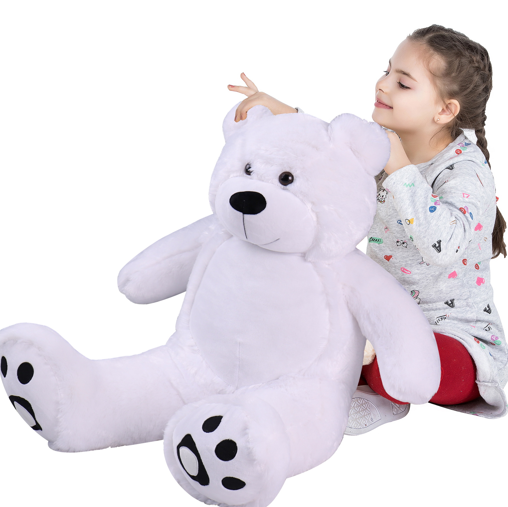 WOWMAX 3 Foot Giant Teddy Bear Daney Cuddly Stuffed Plush Animals Teddy Bear Toy Doll for Birthday Christmas White 36 Inches - image 3 of 5