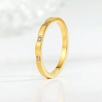 18K Gold Plated Titanium Steel Smooth Band Ring - Sizes 5-13, Men Or Women