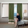 thumbnail image 7 of Woven Trends Two-Tone Window Curtain Panels, Rod-Pocket Light Filtering Curtains for Bedroom and Living Room, Double Layered Window Panel, Green, 50" x 84" Single Panel, 7 of 7