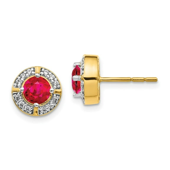 Primal Gold 14 Karat Yellow Gold Diamond and Ruby Fancy Earrings